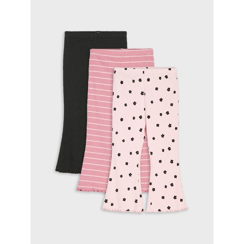 Sinsay - Bavlněné legíny flare z žebrovaného úpletu 3 pack -