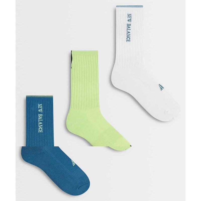 New Balance performance multi logo ankle sock 3 pack in multi