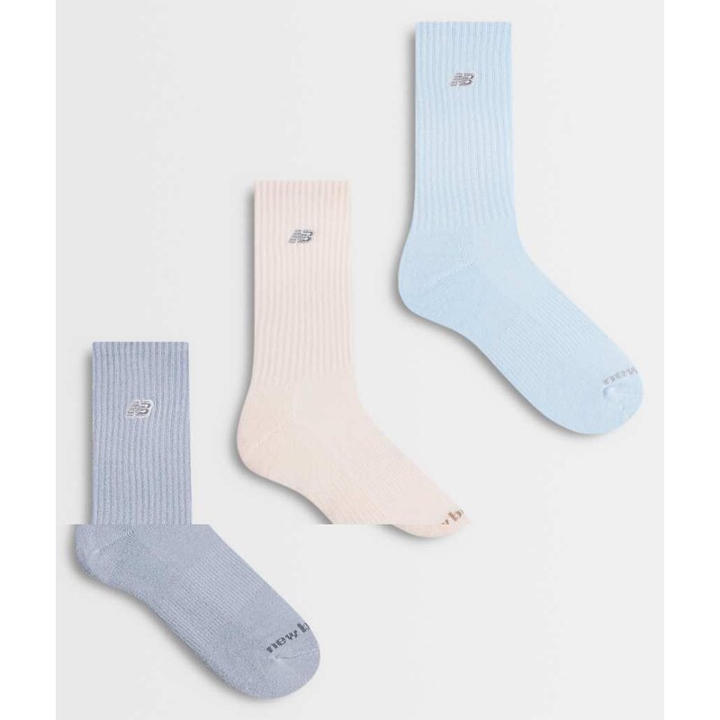 New Balance patch logo seasonal midcalf socks 3 pack in grey