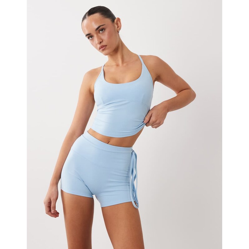 4505 soft touch high waist 3 inch booty short with tie waist