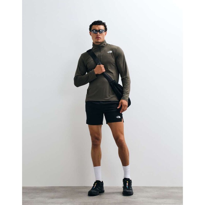 The North Face Training 24/7 1/4 zip logo top in khaki-Green