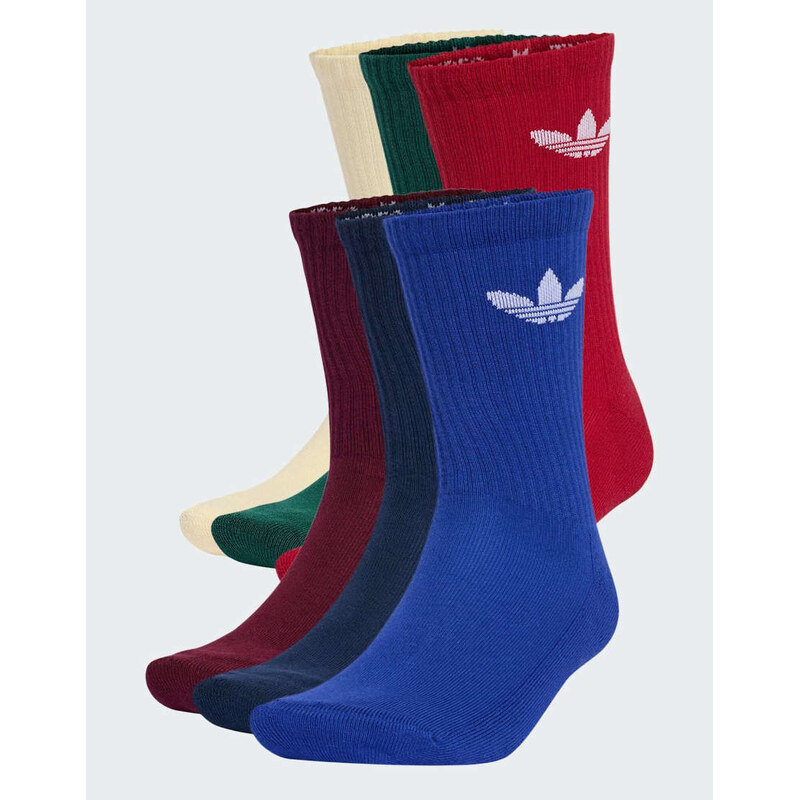 adidas Originals Trefoil cushion crew socks 6 pairs in night