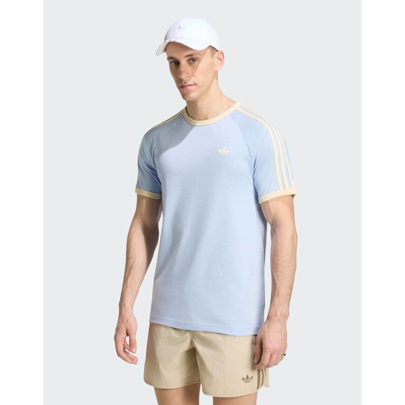adidas Originals 3-stripes t-shirt in blue dawn / warm vanilla