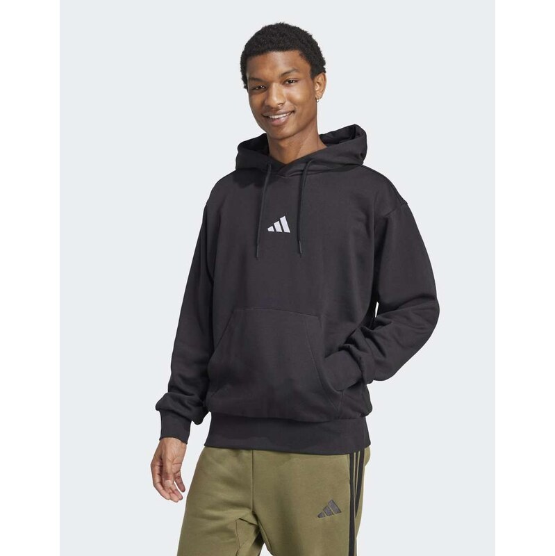 adidas performance Essentials feelcozy fleece hoodie in black /