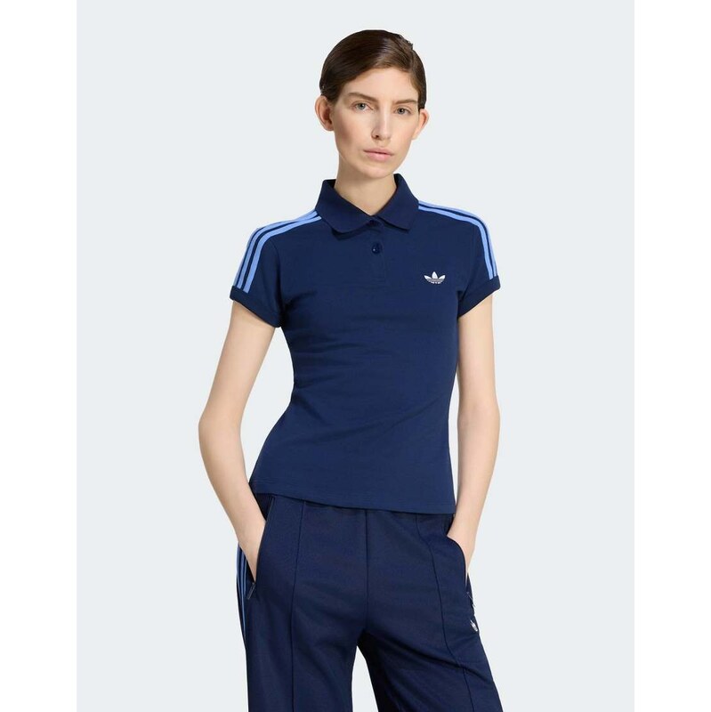 adidas Originals 3-stripes polo in night indigo / blue fusion