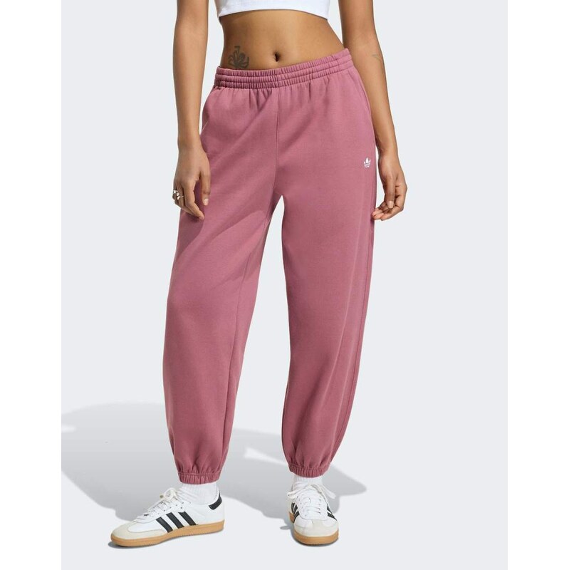 adidas Originals Essentials loose fleece joggers in burgundy-Red