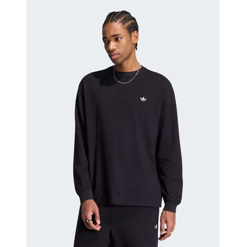 adidas Originals Trefoil essentials longsleeve tee in black