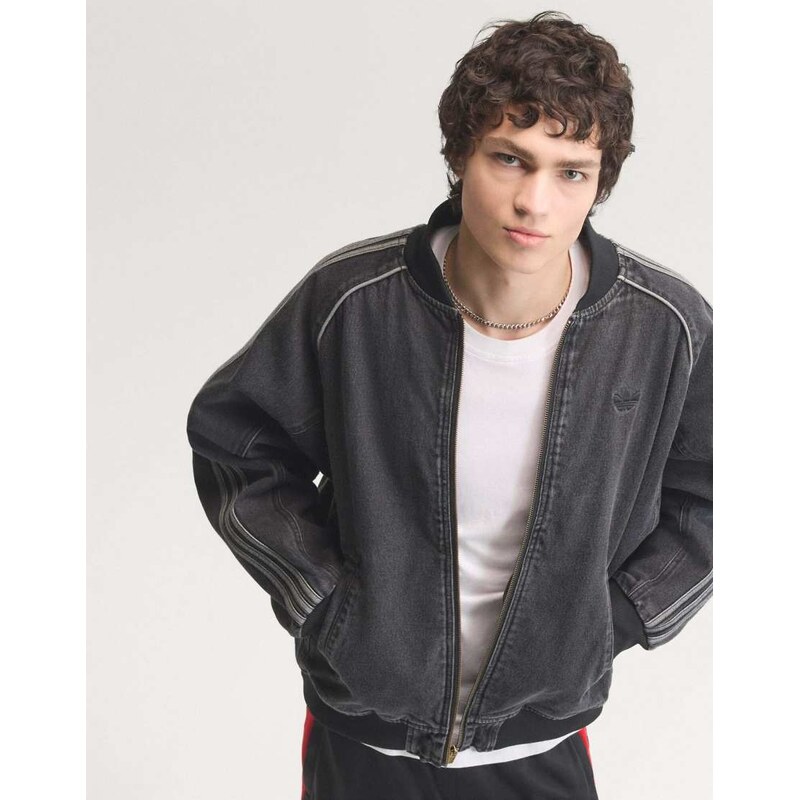 adidas Originals Sst denim track top in true black denim