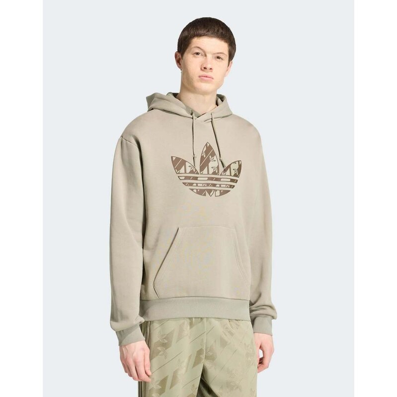 adidas Originals Mono hooded sweat in silver pebble
