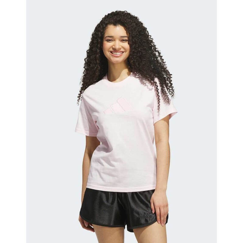adidas performance Satin-filled logo graphic t-shirt in