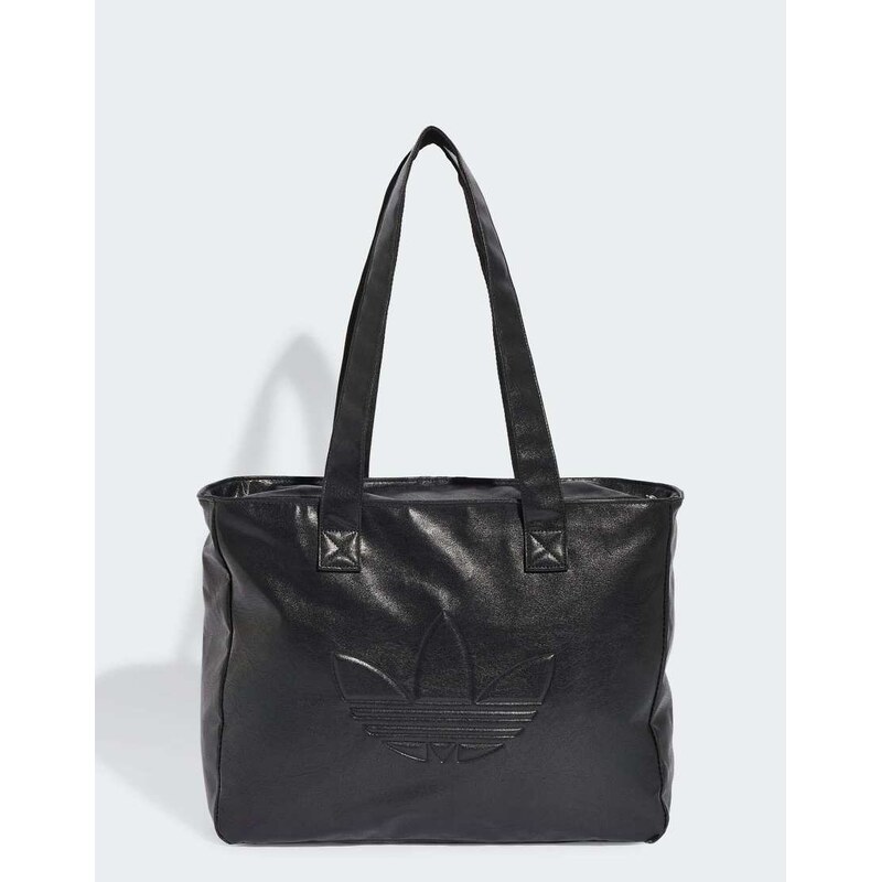 adidas Originals Shopper metallic pu bag in black