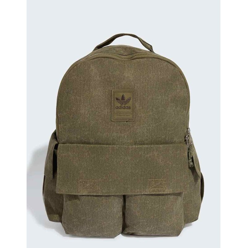 adidas Originals Washed backpack in olive strata-Green
