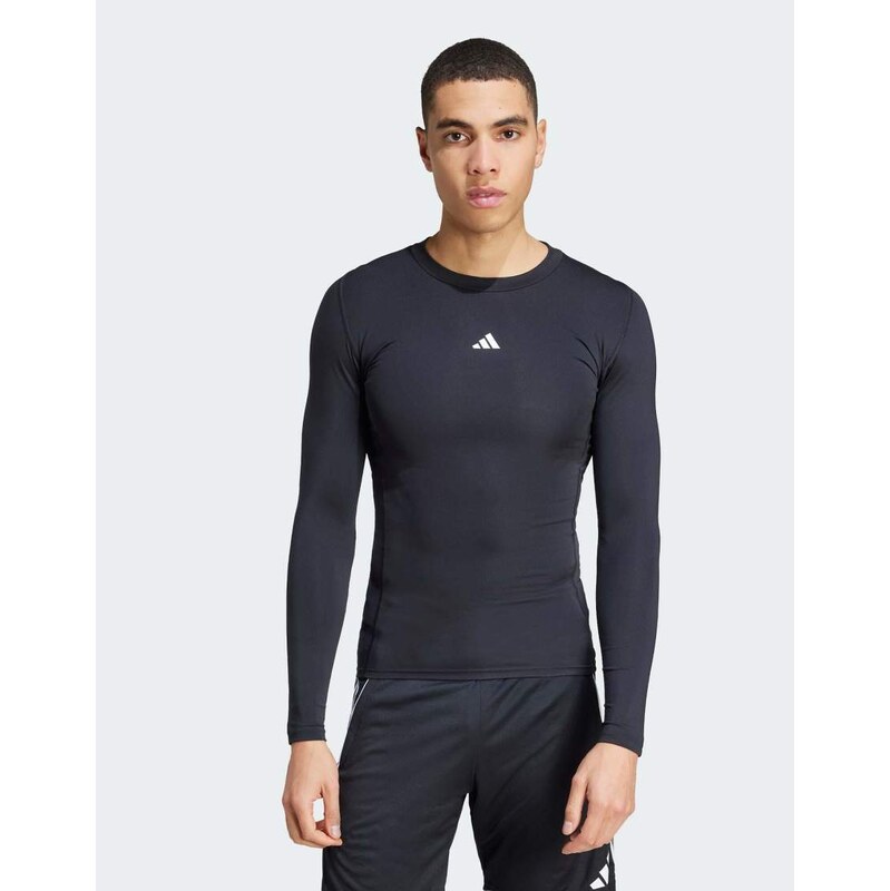 adidas performance Techfit long sleeve tee in black