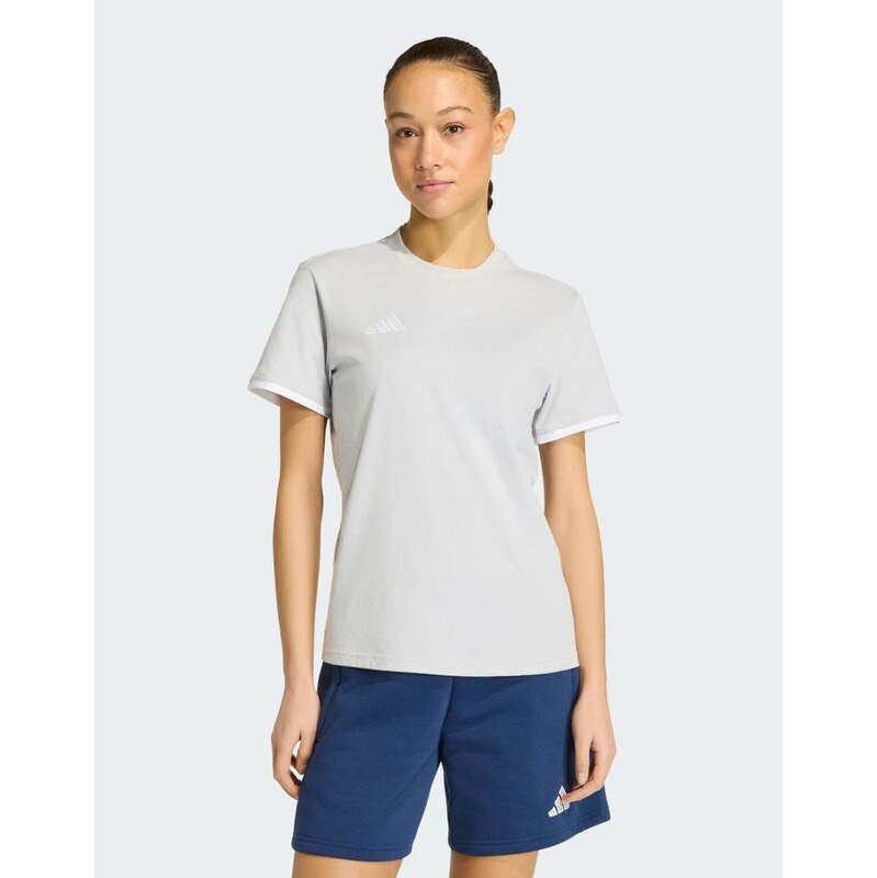 adidas performance Entrada26 tee in team light grey / white