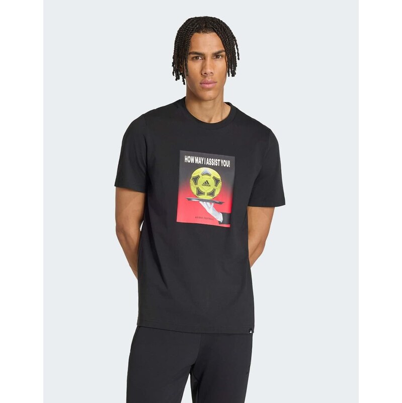adidas performance Football slogan graphic t-shirt in black