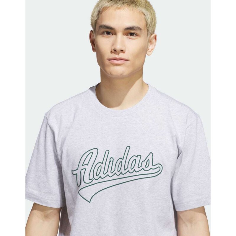adidas performance Varsity tailsweep graphic t-shirt in light