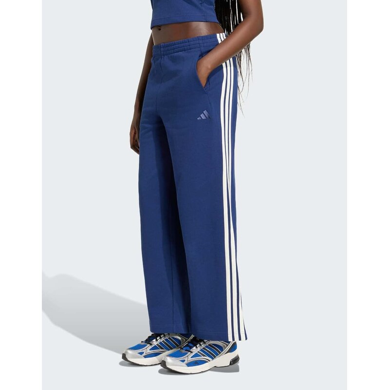 adidas performance Adidas kit 3-stripes wide pant in dark blue /