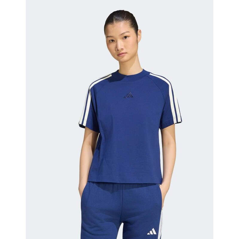 adidas performance Adidas kit 3-stripes t-shirt in dark blue /