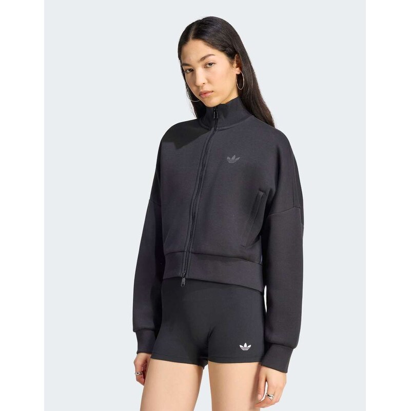 adidas Originals Spacer tracktop in black / black reflective