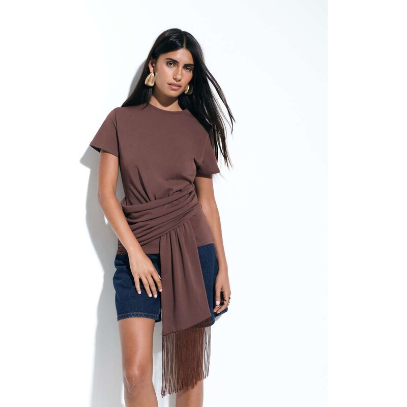 ASOS DESIGN premium heavyweight crew neck t-shirt with fringed