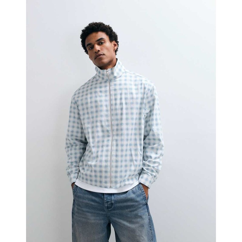 ASOS DESIGN boxy oversized zip through funnel neck jacket in