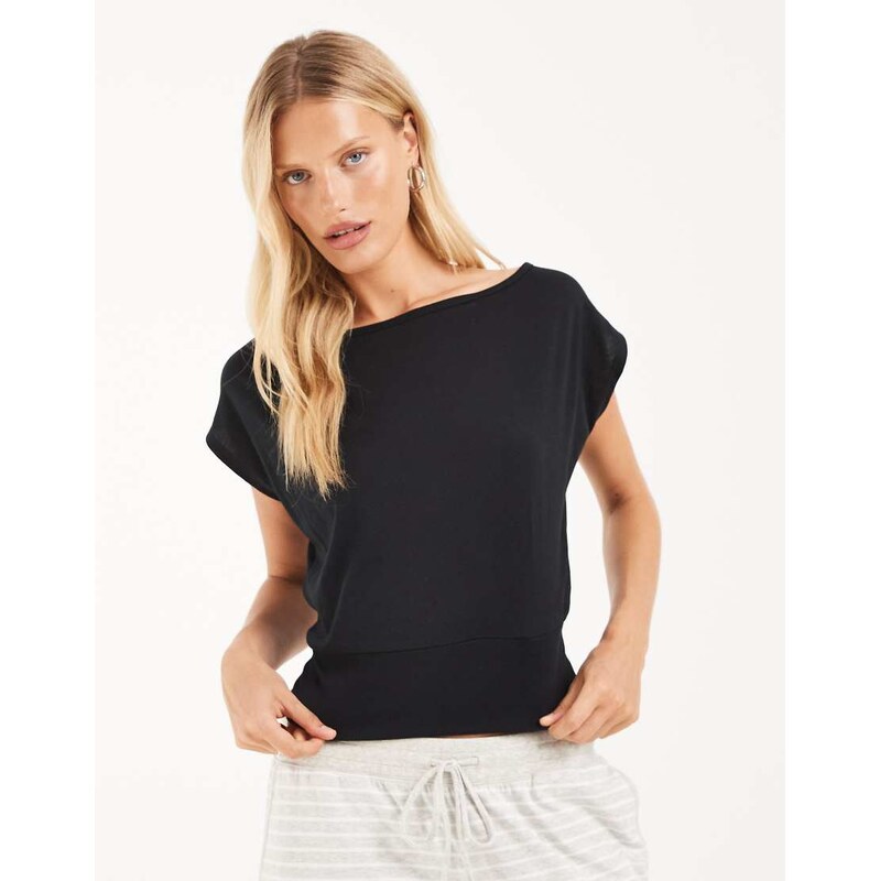 Hollister short sleeve off shoulder top in black