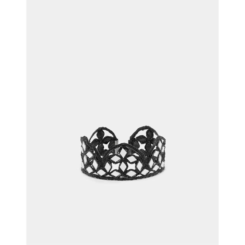 Stradivarius Mirror wave choker in black