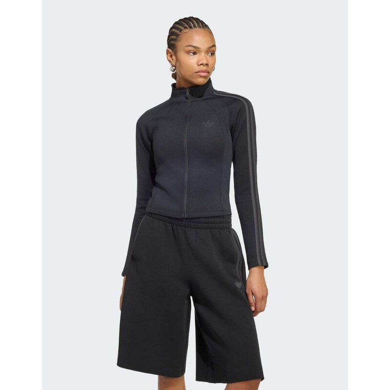 adidas Originals Sst 2.0 fitted tracktop in black / utility