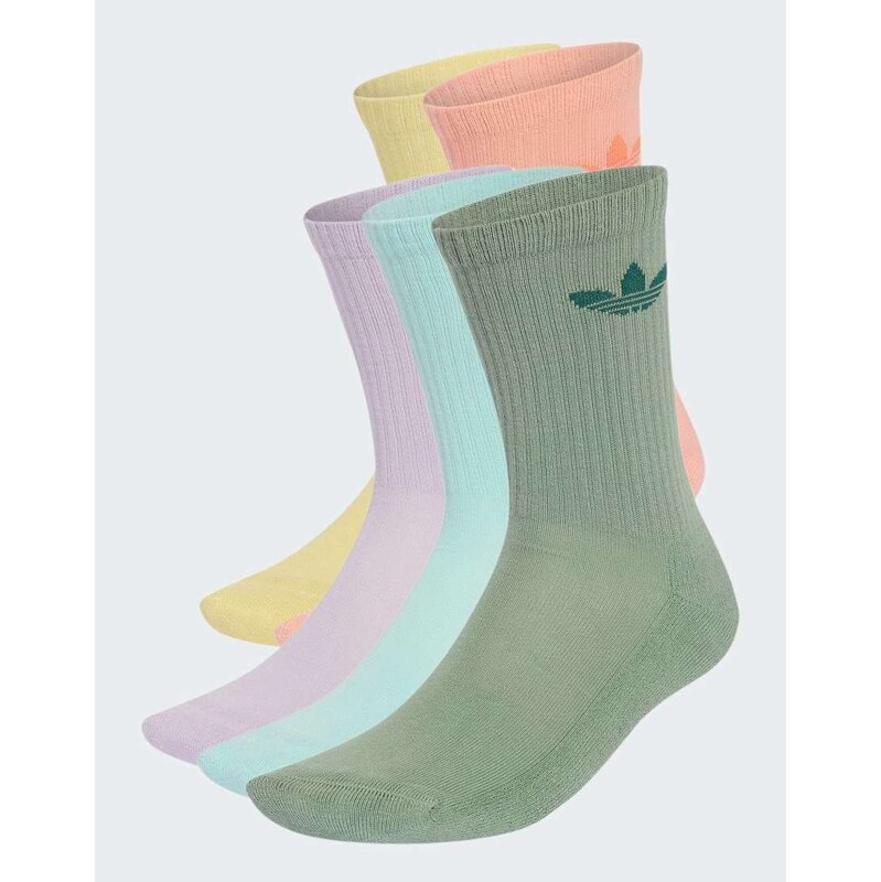 adidas Originals Trefoil crew socks 10 pairs in silver green /