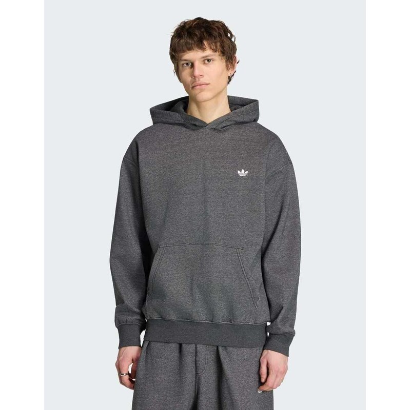 adidas Originals Trefoil essentials melange loose hoodie in dark