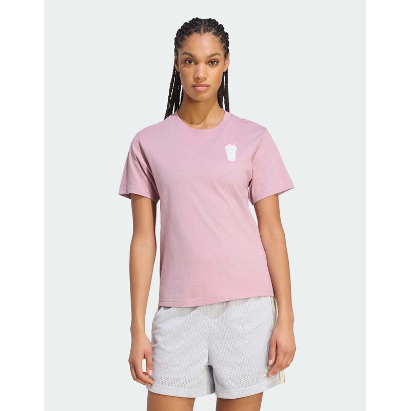 adidas performance Food regular graphic t-shirt in magic mauve