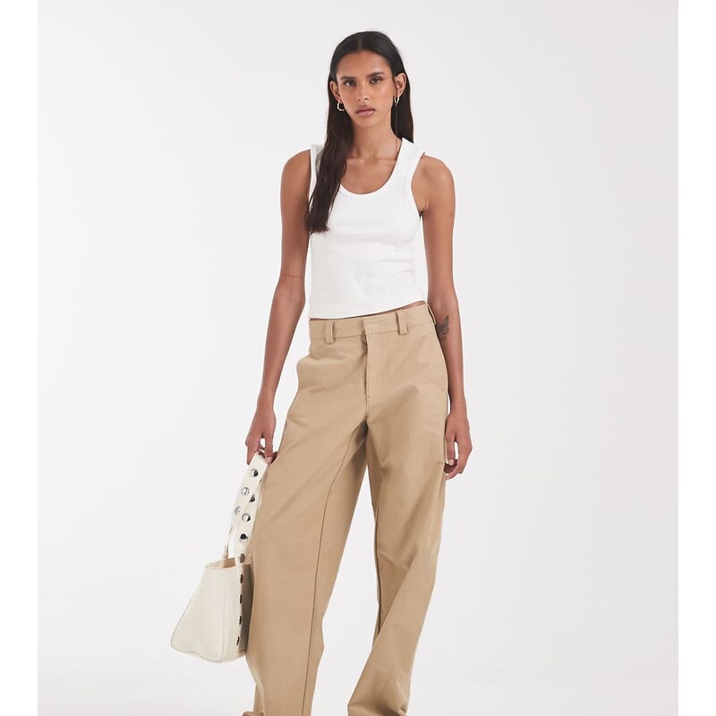 ONLY Tall barrel trousers in beige-Neutral