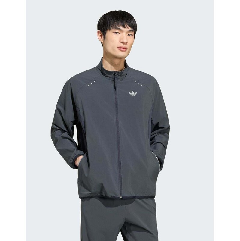 adidas Originals Tech trefoil essentials fz hood track top in