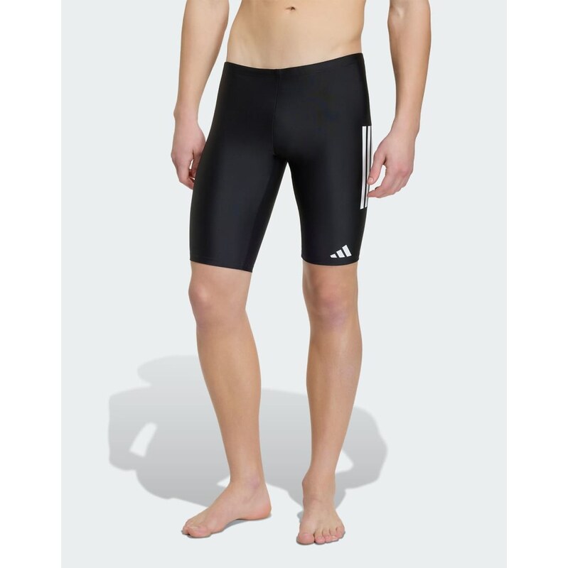 adidas performance 3-stripes swim jammers in black / white