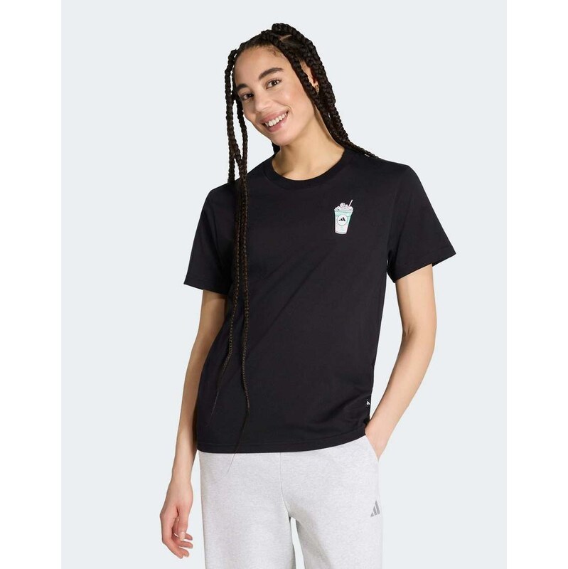 adidas performance Food regular graphic t-shirt in black