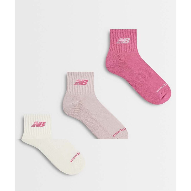 New Balance everday seasonal ankle socks 3 pack in pink and