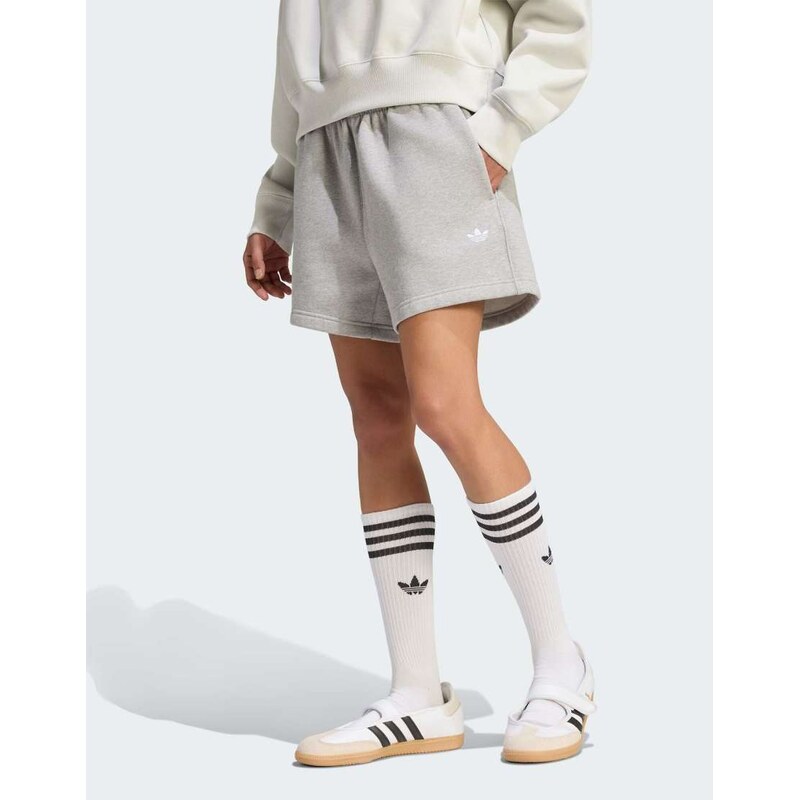 adidas Originals Essentials fleece shorts in medium grey heather