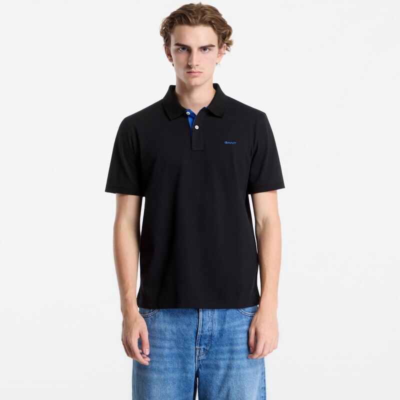 Tričko Gant Reg Contrast Pique Ss Polo Black M