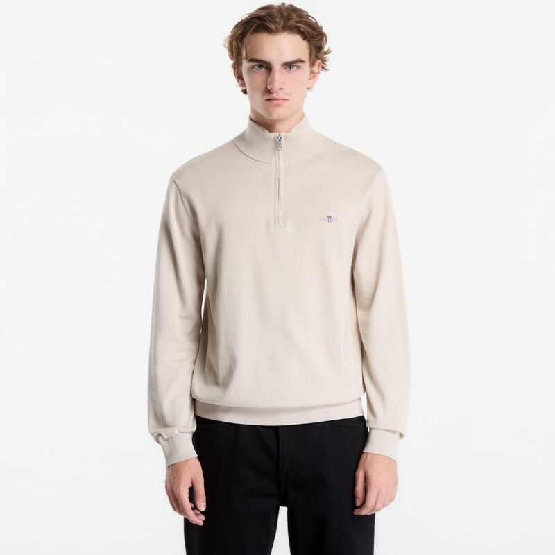 Svetr Gant Classic Cotton Half Zip Dark Earth Brown L