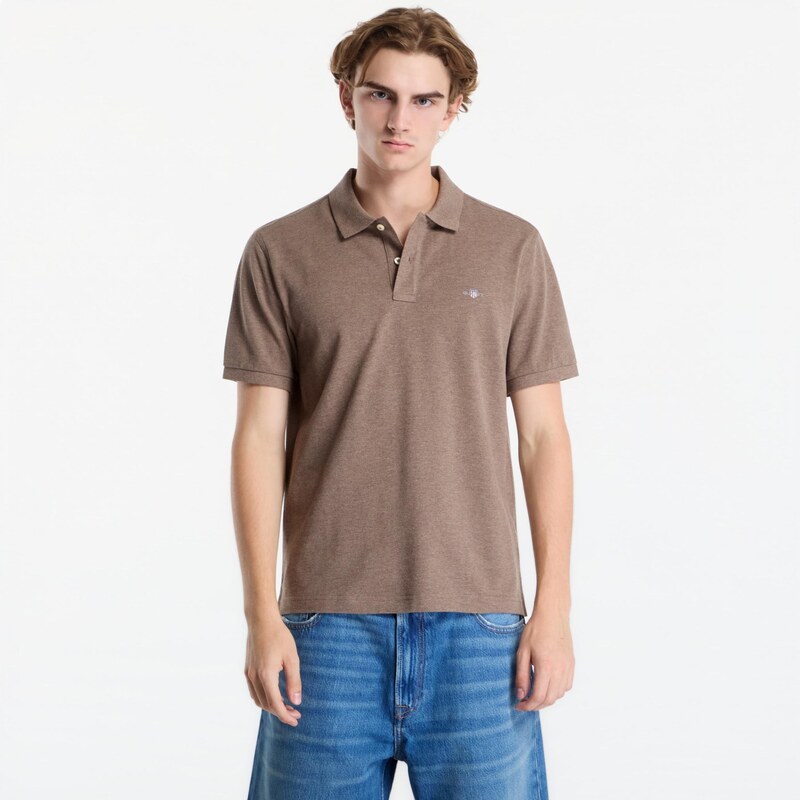 Tričko Gant Reg Shield Ss Pique Polo Dark Hazelnut Melange M