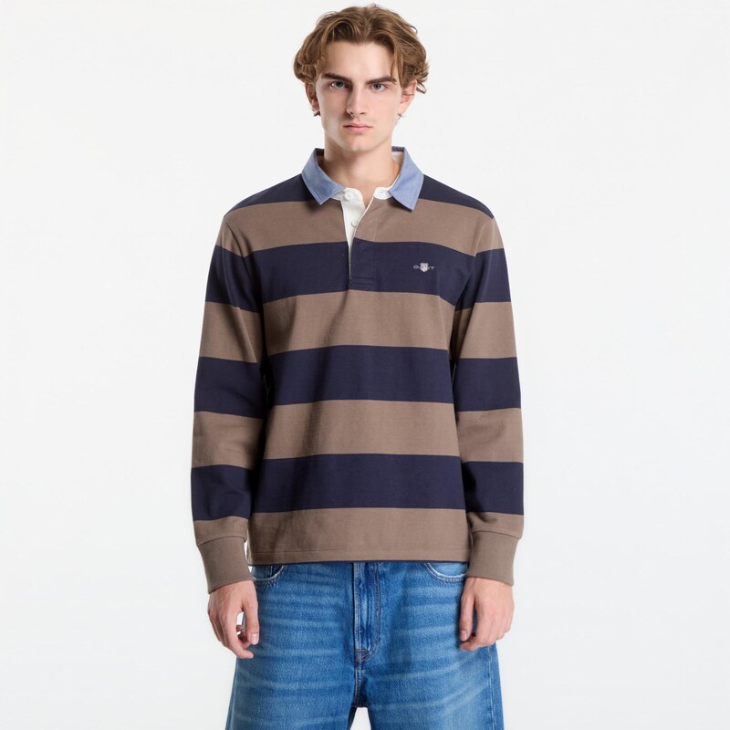 Tričko Gant Reg Chambray Stripe Heavy Rugger Clay M