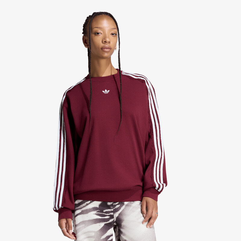 adidas Originals Mikina adidas Lace 3 Stripes Crew Shadow Red XL