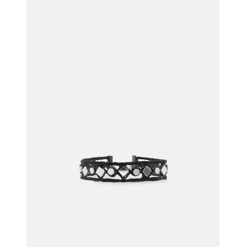 Stradivarius Mini choker with mirrors in black