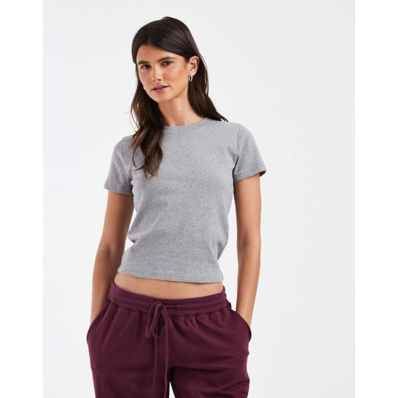 Hollister ribbed baby tee in grey