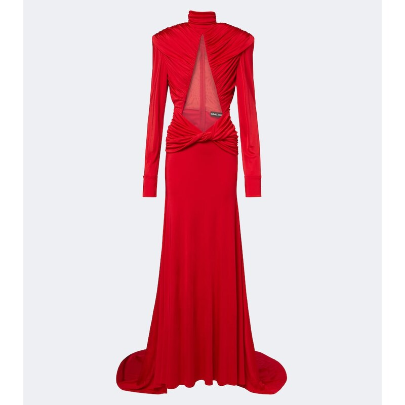 David Koma Cutout ruched jersey gown