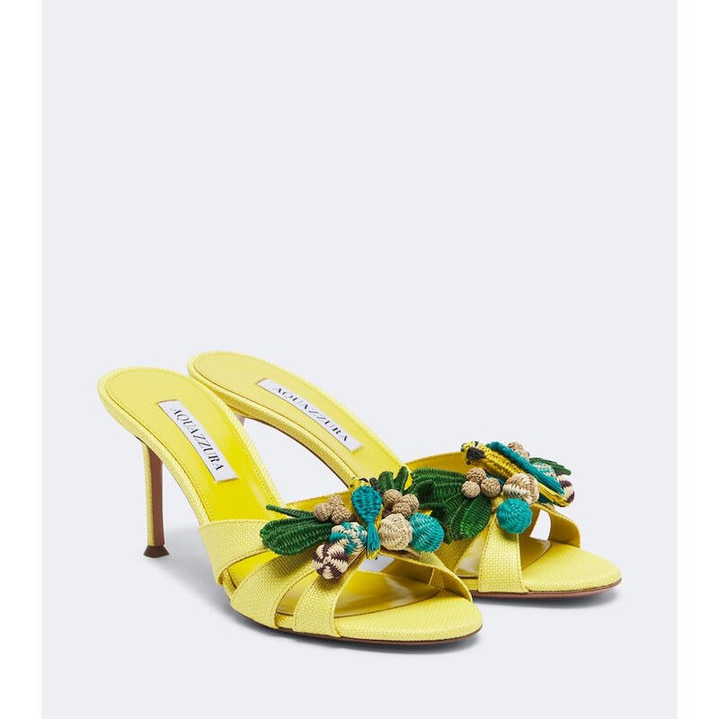 Aquazzura Birdsong raffia mules