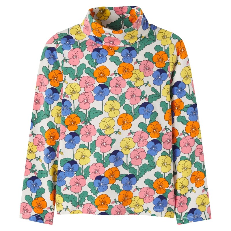 Mini Rodini Floral cotton-blend turtleneck top