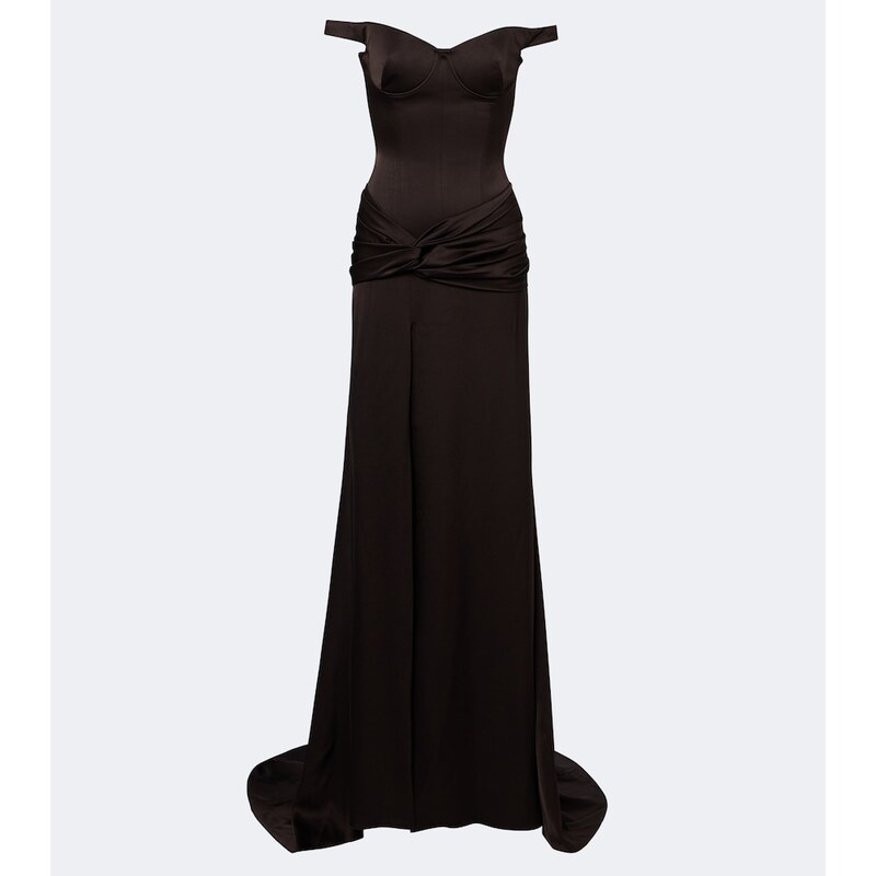 Alex Perry Off-shoulder crÃªpe satin corset gown