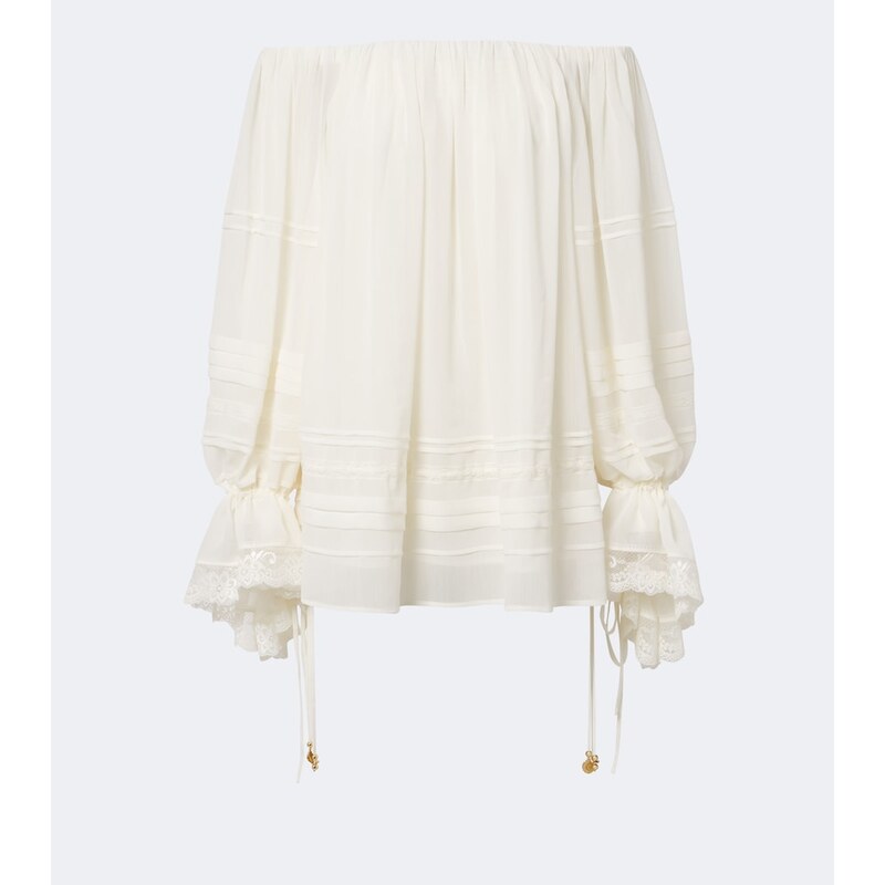 Xu Zhi Lace-trimmed off-shoulder top