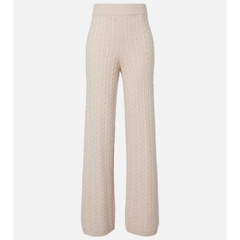 Agnona Cable-knit cashmere wide-leg pants